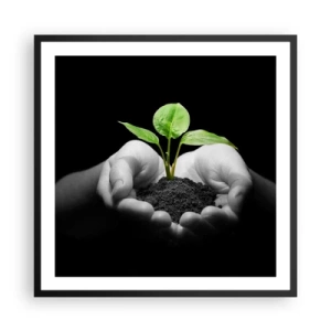 Poster in cornice nera - Amo la natura, la proteggo - 60x60 cm