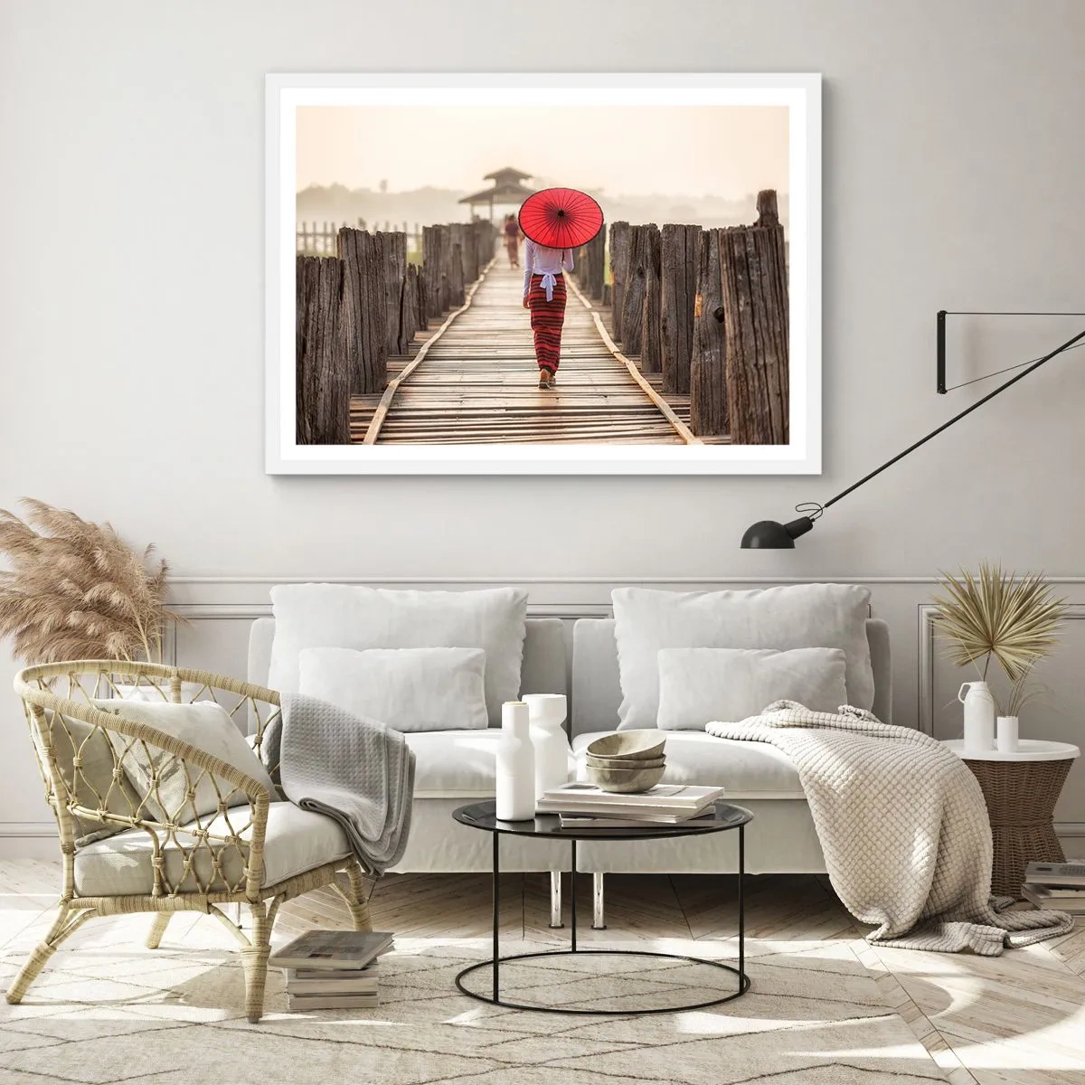 Poster in cornice bianca - Sul vecchio ponte - 70x50 cm