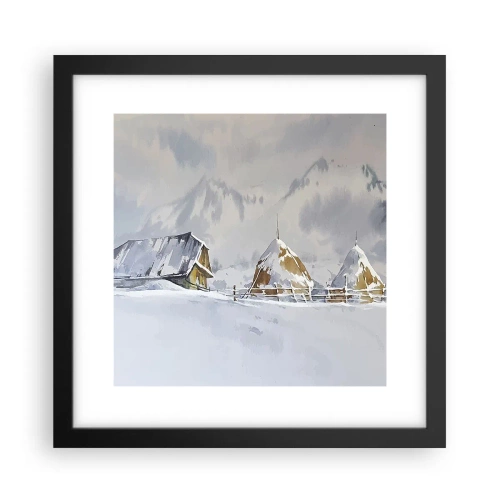 Poster in cornice nera - Nella valle innevata - 30x30 cm