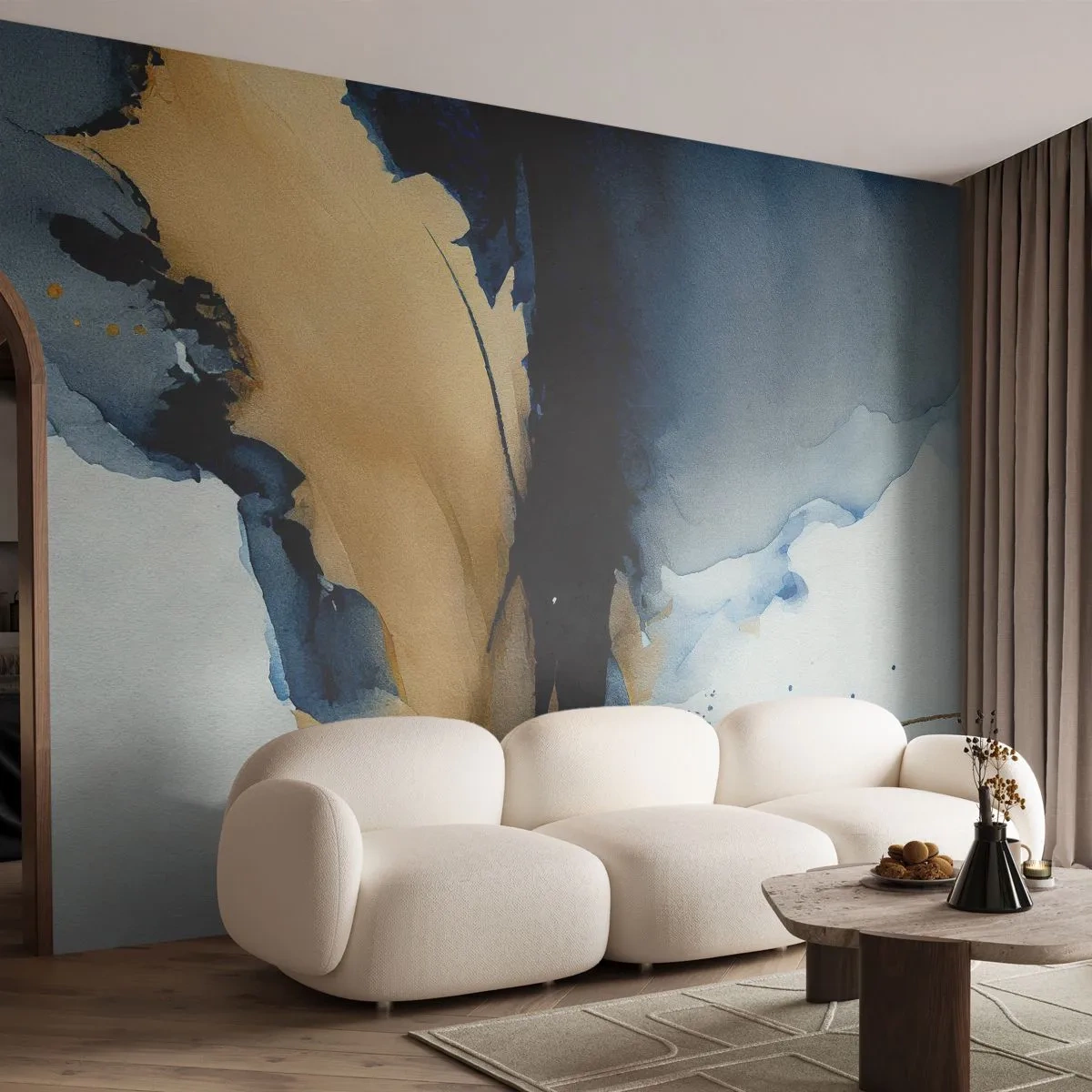 Fotomurali Premium Sand - Dietro la cortina - Astrazione, Inchiostro, Pezzo - 250x175 cm