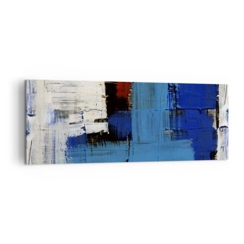 Quadro su tela - Stampe su Tela - Composizione astratta nei toni del blu e del bianco - 140x50cm - I segreti del blu - Decorazione murale moderna per soggiorno e camera da letto ARTTOR