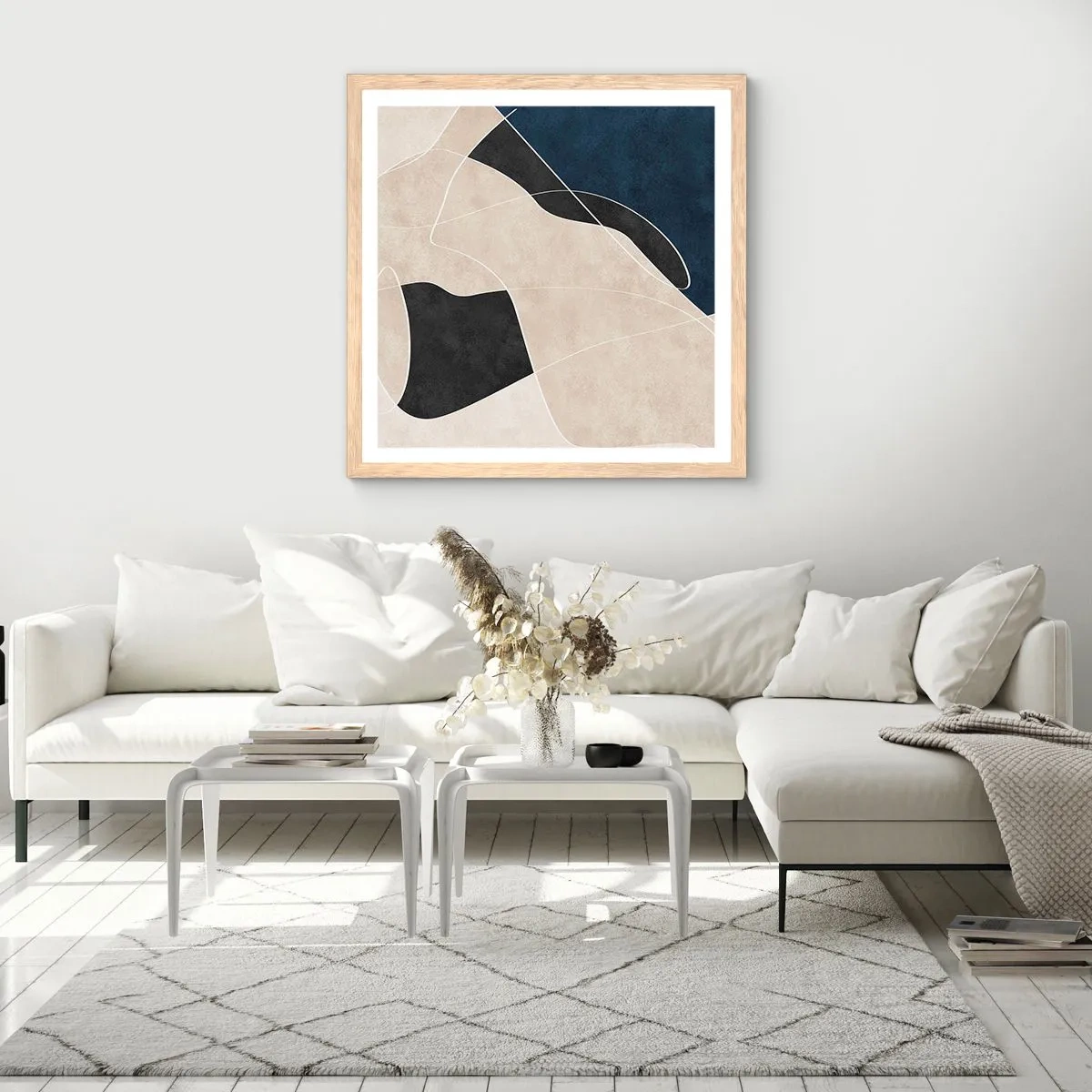 Poster in cornice rovere chiaro - Composizione astratta: il contrasto dei colori - 40x40 cm