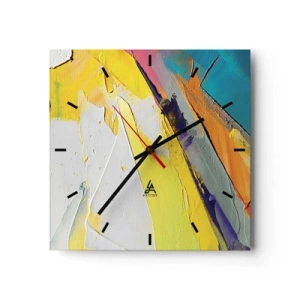 Orologio da parete - Orologio in Vetro - Una composizione astratta dai colori intensi - 30x30cm - Anatomia della luce - Decorazione murale moderna per soggiorno e camera da letto ARTTOR