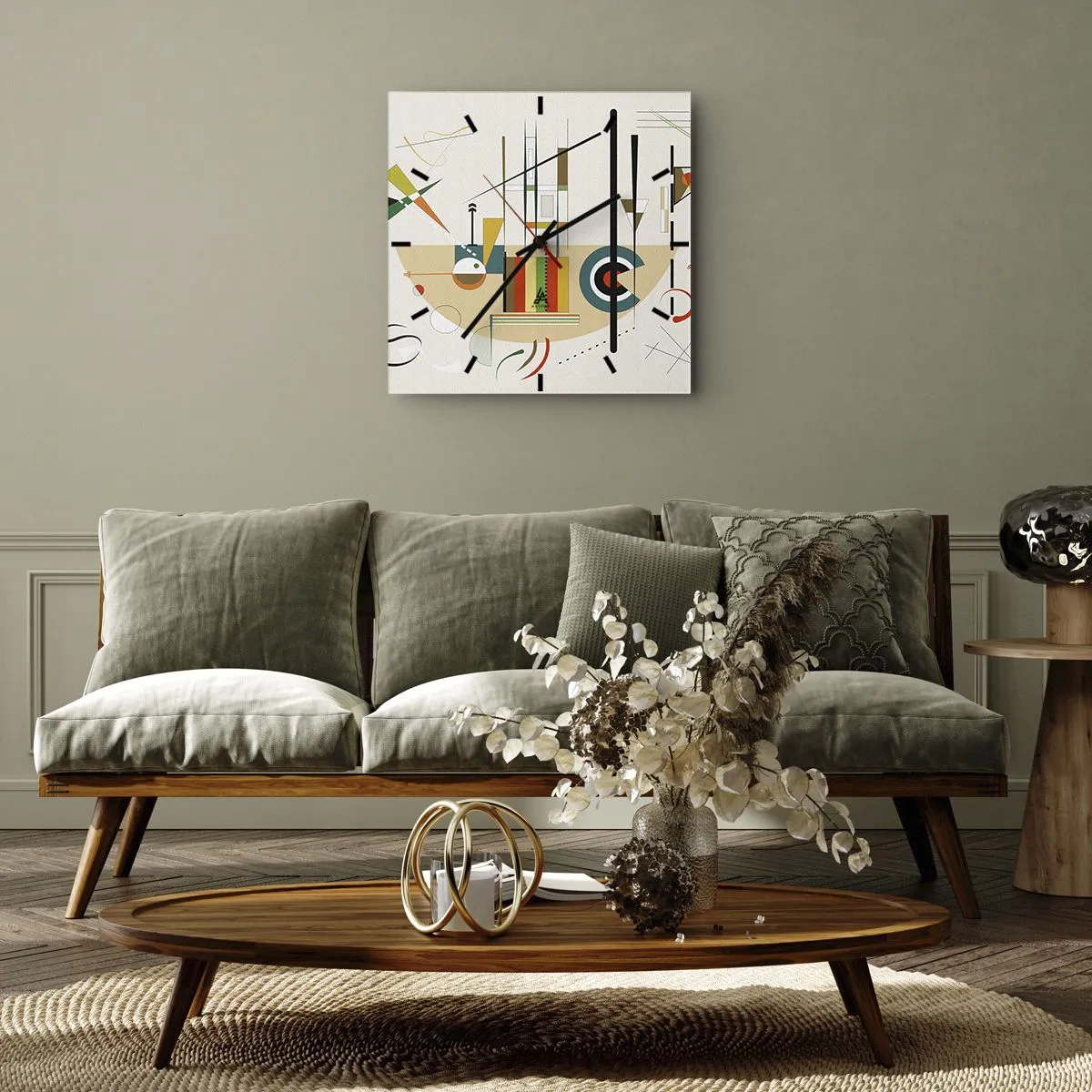 Orologio da parete - Orologio in Vetro - Astrazione colorata con forme geometriche - 30x30cm - E il mondo ride - Decorazione murale moderna per soggiorno e camera da letto ARTTOR