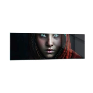 Quadro su vetro - Ritratto di donna dallo sguardo intenso dai colori caldi - 160x50cm - Principessa d'oriente - Decorazione murale moderna per soggiorno e camera da letto ARTTOR
