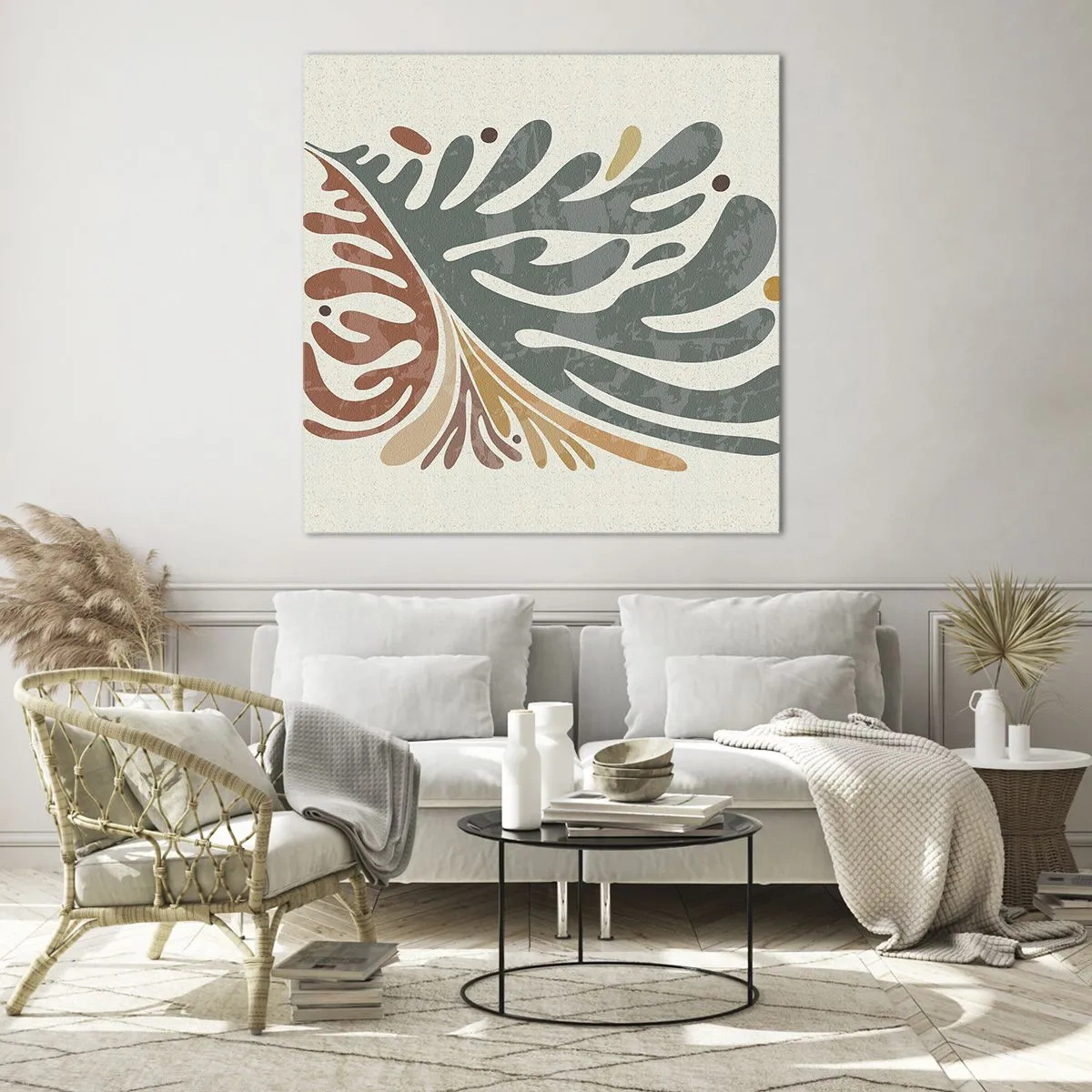 Quadro su vetro - Foglia multicolore - 60x60 cm