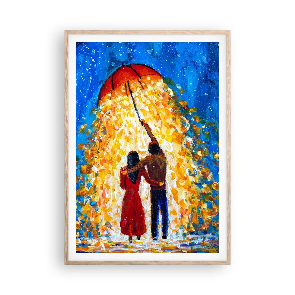 Poster in cornice rovere chiaro - La magia di una sera piovosa? - 70x100 cm