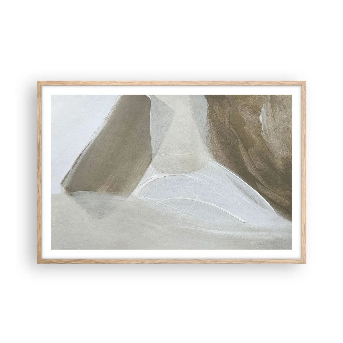 Poster in cornice rovere chiaro - Onda di bianco - 91x61 cm