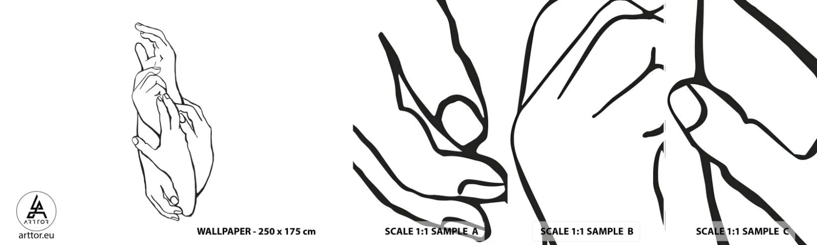 Campione Di Fotomurale Standard Eco - Il tocco buono - Mani, Linea, Minimalismo - 100x30 cm