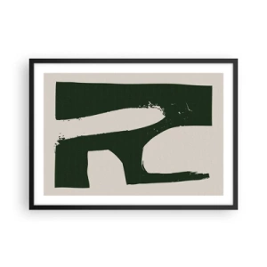 Poster in cornice nera - Astratto minimalista in verde su sfondo chiaro - 70x50cm - Golfi di bianco - Decorazione murale moderna per soggiorno e camera da letto ARTTOR