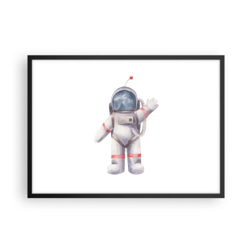 Poster in cornice nera - Astronauta in stile acquerello su sfondo bianco - 70x50cm - Ci vediamo! - Decorazione murale moderna per soggiorno e camera da letto ARTTOR