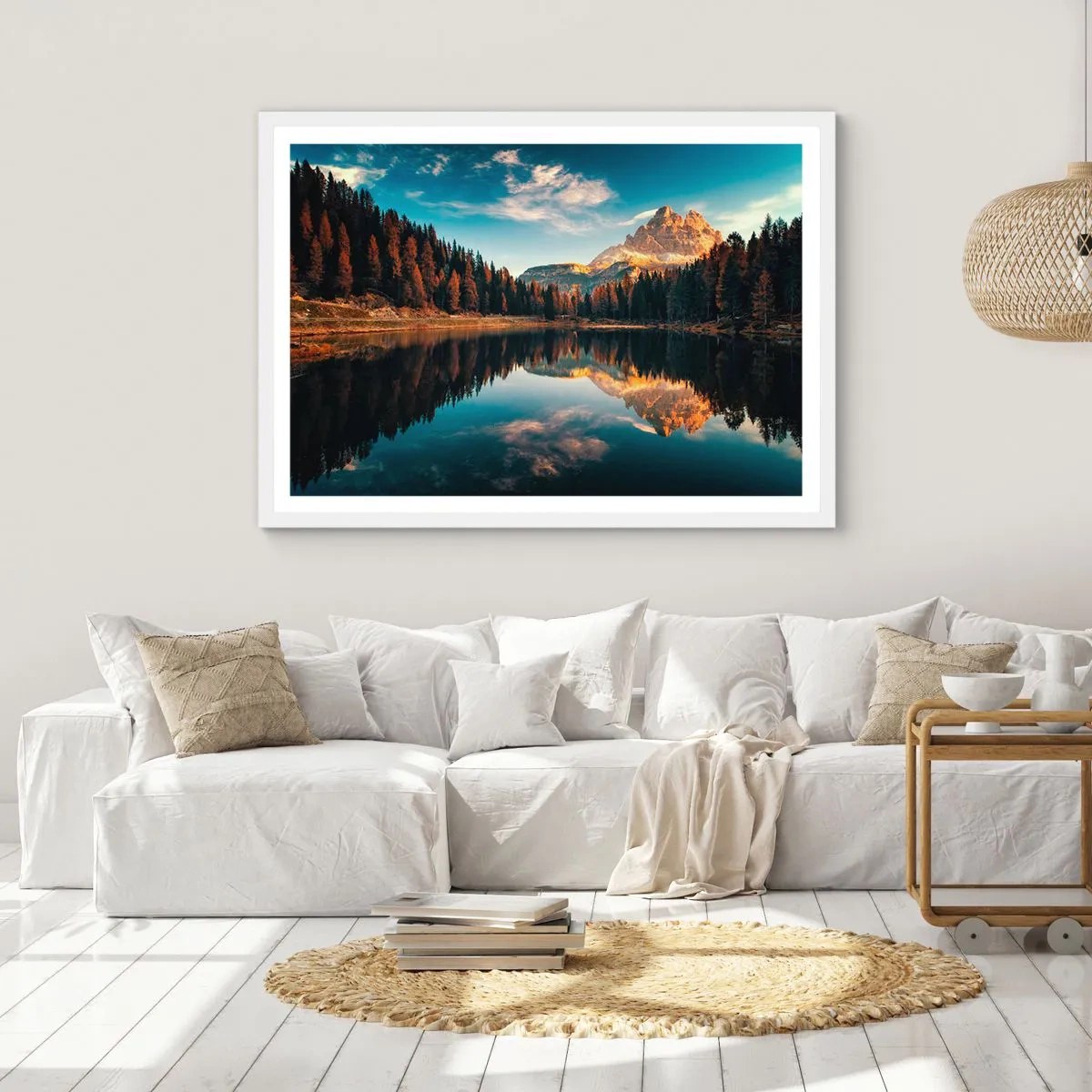 Poster in cornice bianca - Paesaggio doppio - 100x70 cm