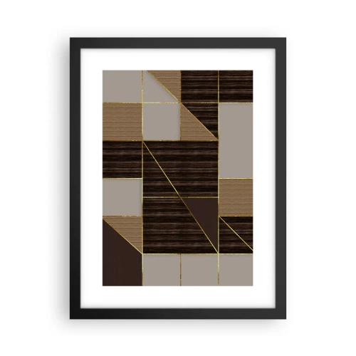Poster in cornice nera - Mosaico di marrone e oro - 30x40 cm