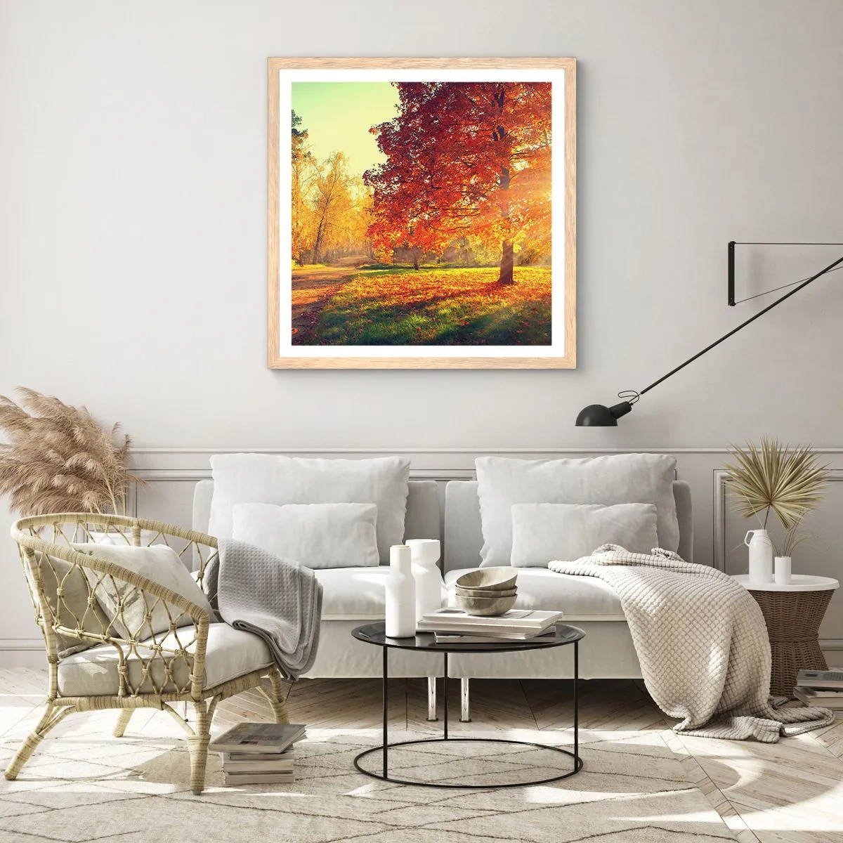 Poster in cornice rovere chiaro - Rosso è bello - 60x60 cm