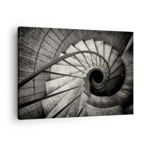 Quadro su tela - Stampe su Tela - Scala a chiocciola bianca e nera in stile moderno - 70x50cm - Salire e scendere - Decorazione murale moderna per soggiorno e camera da letto ARTTOR