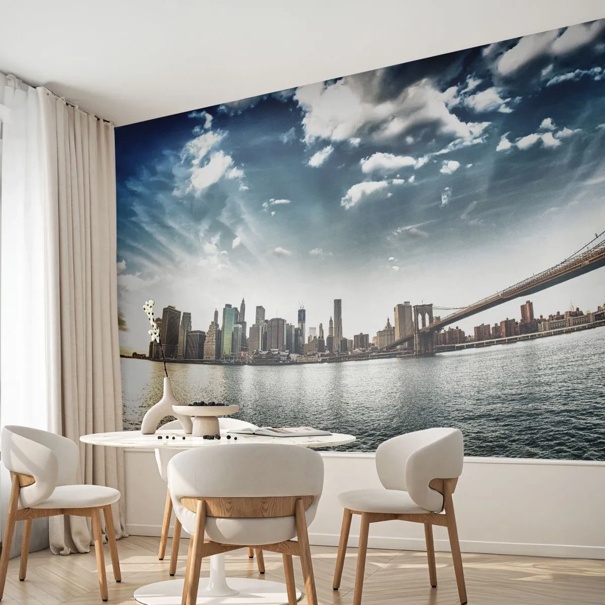 Fotomurali Premium Sand - L'isola di vetro - Città, New York, Architettura - 100x70 cm