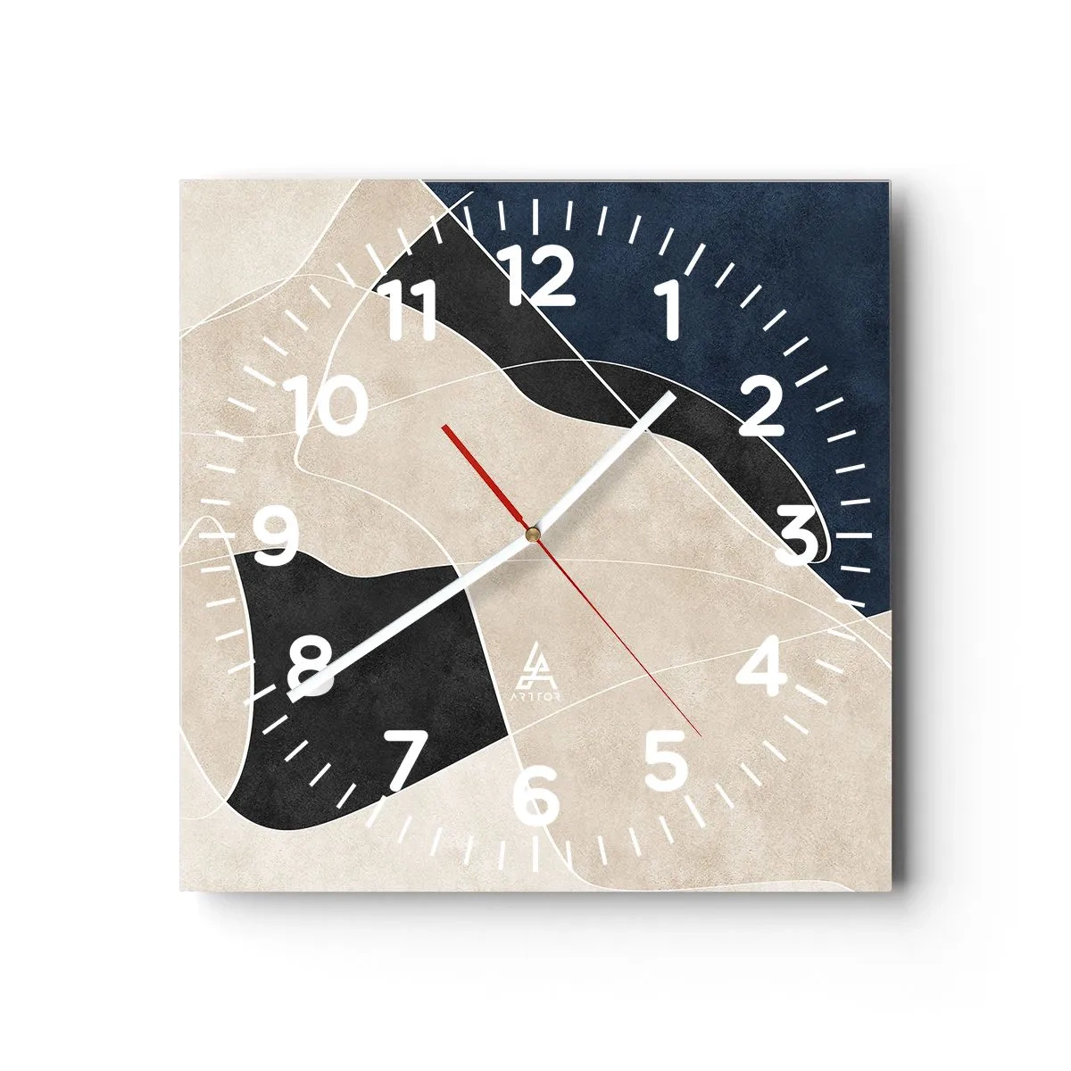 Orologio da parete - Orologio in Vetro - Composizione astratta: il contrasto dei colori - 40x40 cm