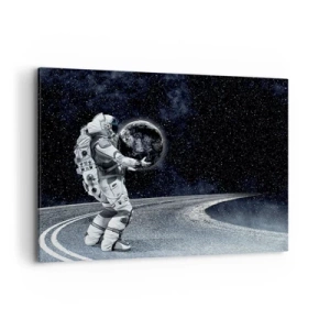 Quadro su tela - Stampe su Tela - Astronauta con la Terra contro il cielo stellato - 100x70cm - Sulla Via Lattea - Decorazione murale moderna per soggiorno e camera da letto ARTTOR