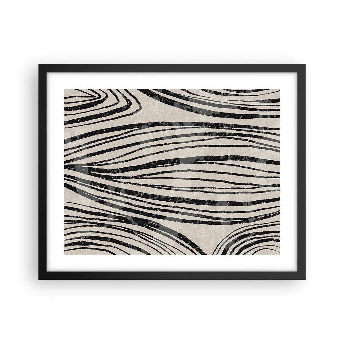 Poster in cornice nera - Una palude di linee - 50x40 cm