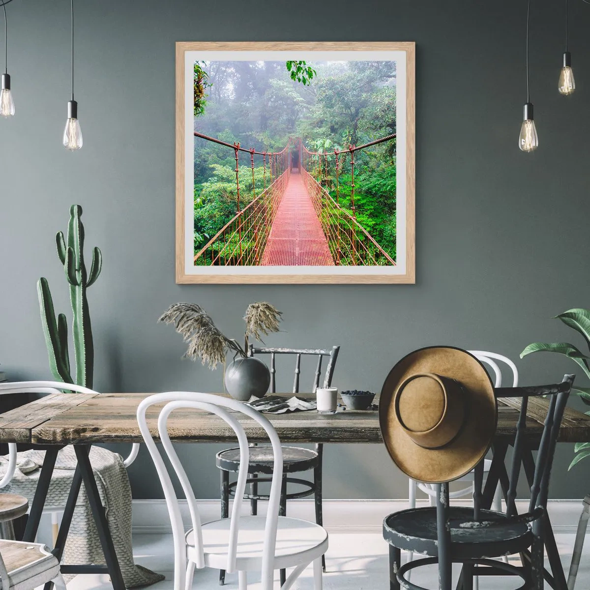 Poster in cornice rovere chiaro - Sospeso sopra gli alberi - 30x30 cm