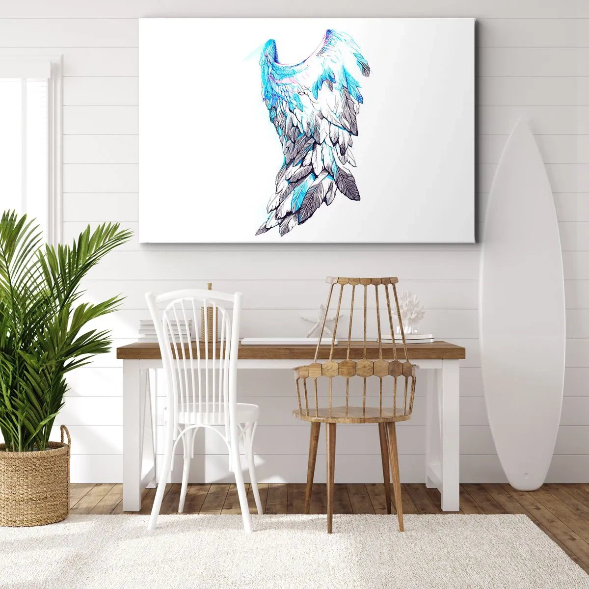 Quadro su tela - Stampe su Tela - Delicate ali d'angelo in tonalità pastello - 70x50cm - Mi servono le ali - Decorazione murale moderna per soggiorno e camera da letto ARTTOR