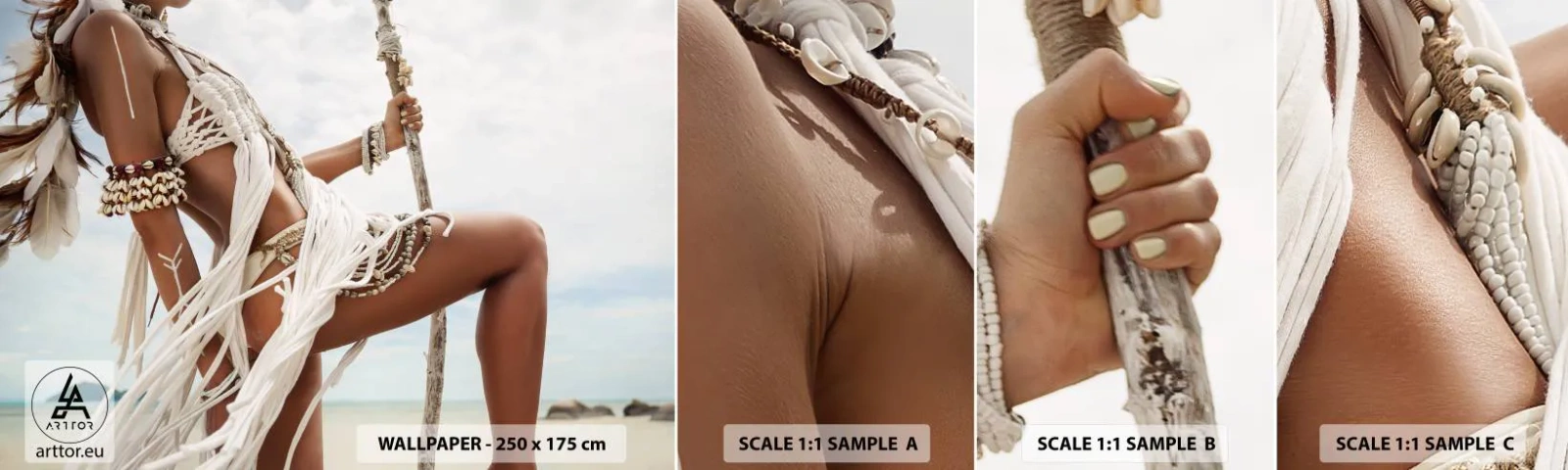 Campione di Fotomurale Adesivo Deluxe Sticker - La sacerdotessa del sole - Donna, Boho, Vintage ▾ - 100x30 cm