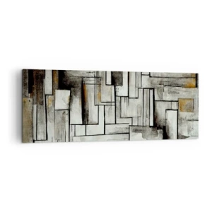 Quadro su tela - Stampe su Tela - Rettangoli astratti nelle tonalità del grigio e del nero - 140x50cm - La forza della semplicità - Decorazione murale moderna per soggiorno e camera da letto ARTTOR