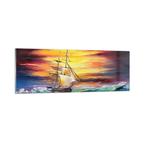 Quadro su vetro - Temerari sulle onde - 90x30 cm
