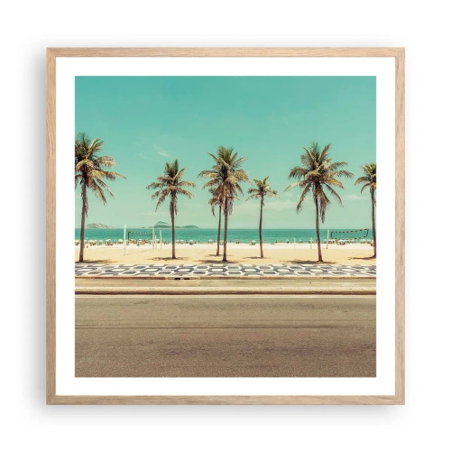 Poster in cornice rovere chiaro - A guardia della spiaggia - 60x60 cm