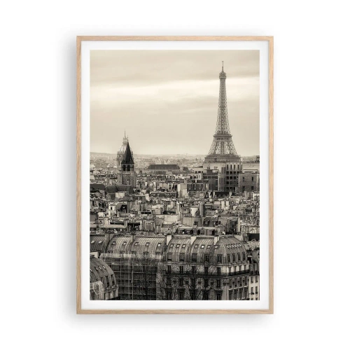 Poster in cornice rovere chiaro - Sui tetti di Parigi - 70x100 cm