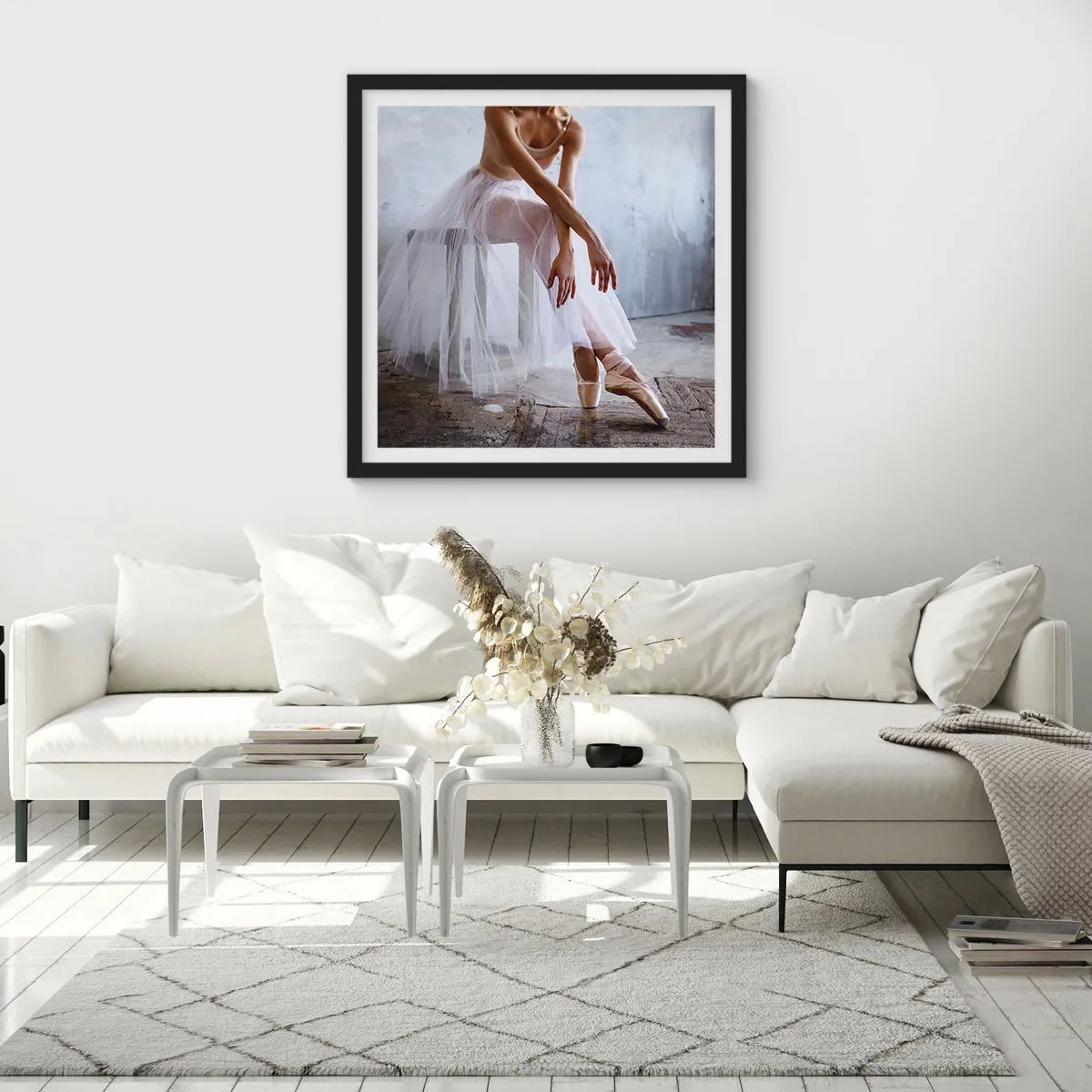 Poster in cornice nera - Prima che si accendano le luci del palco - 40x40 cm