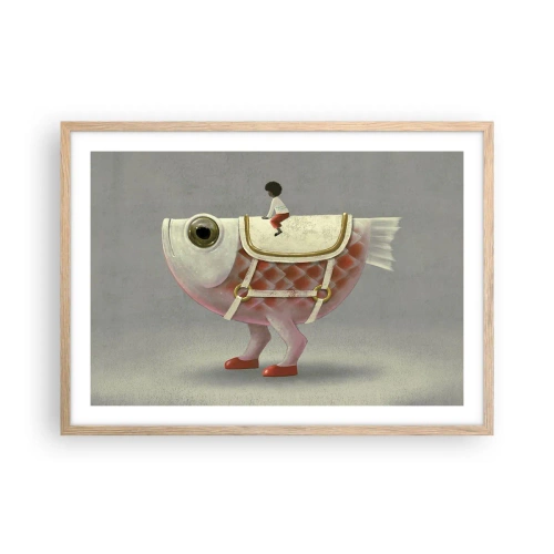 Poster in cornice rovere chiaro - Il cavaliere del pesce - 70x50 cm