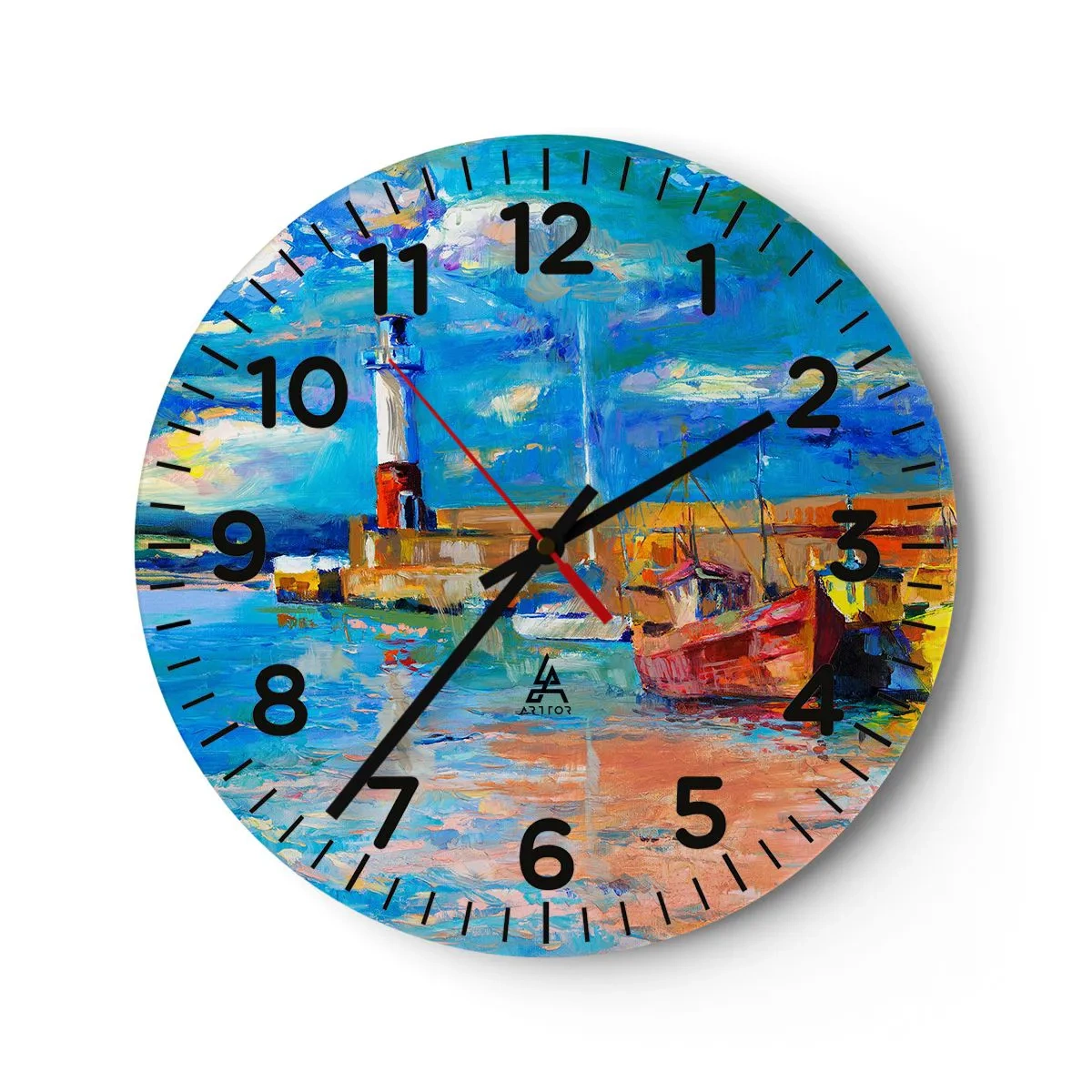 Orologio da parete - Orologio in Vetro - Pomeriggio nell'insenatura multicolore - 40x40 cm