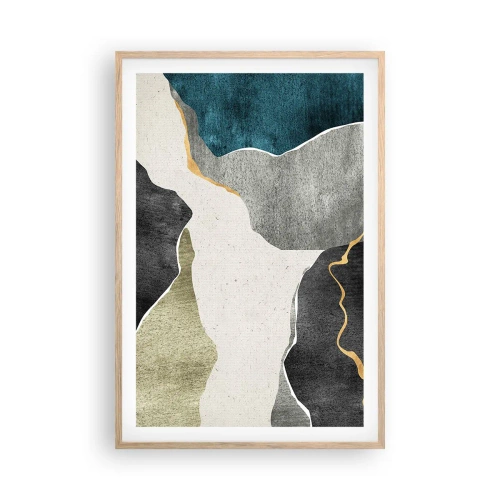 Poster in cornice rovere chiaro - Composizione mosaico con filo d'oro - 61x91 cm