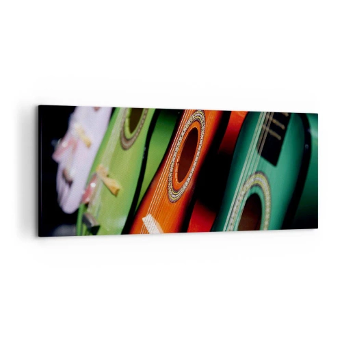 Quadro su tela - Stampe su Tela - Chitarre colorate in diverse tonalità disposte in fila - 120x50cm - La chitarra ha molti colori - Decorazione murale moderna per soggiorno e camera da letto ARTTOR