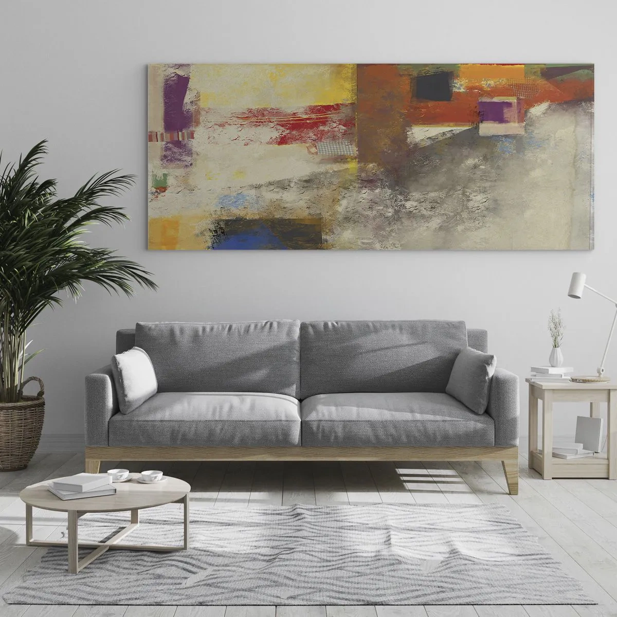 Quadro su vetro - Geometria dei colori - 100x40 cm