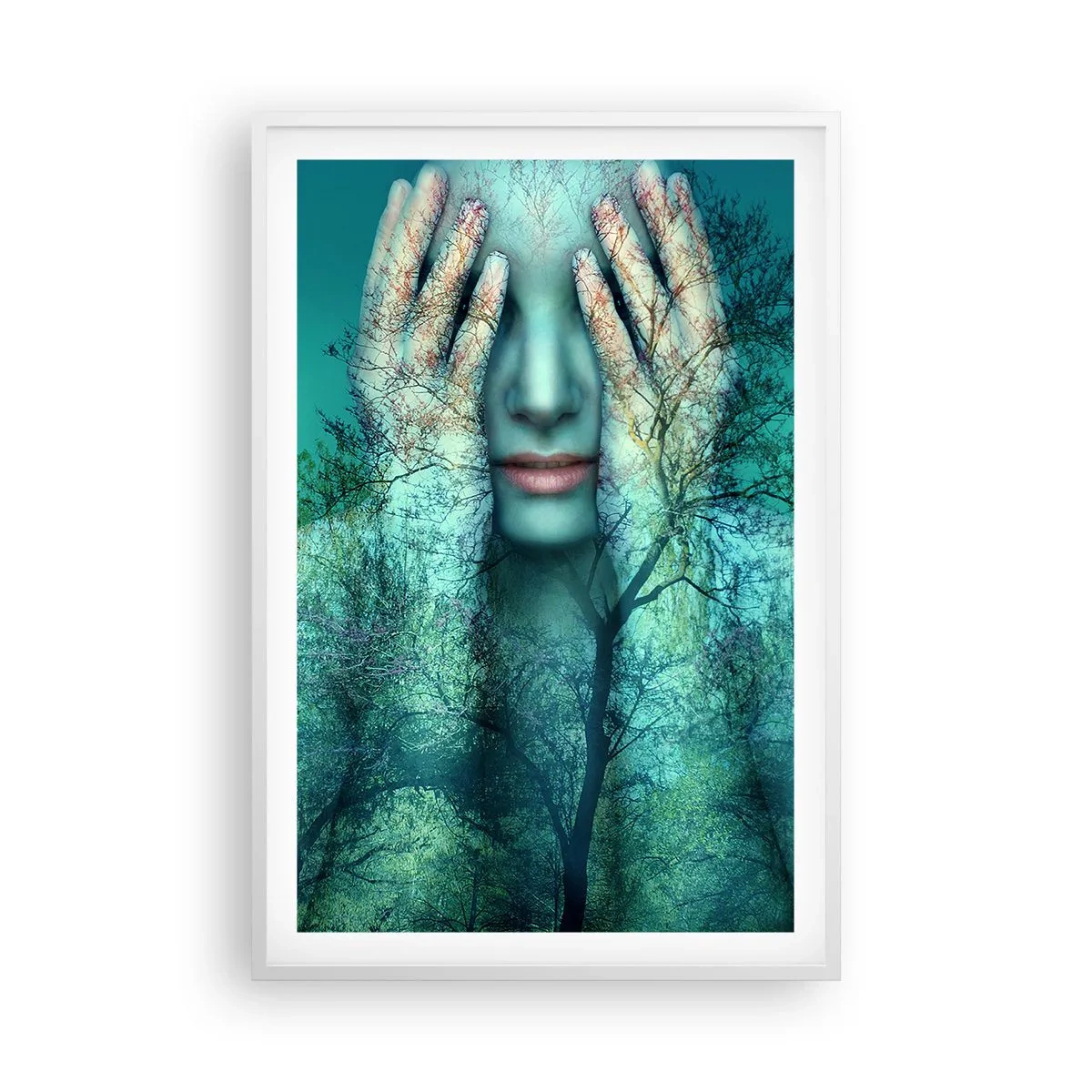 Poster in cornice bianca - Immersa nel blu - 61x91 cm