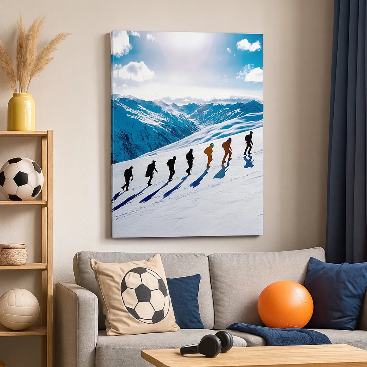 Quadro su tela - Stampe su Tela - Un gruppo di alpinisti che scalano un pendio innevato - 50x70cm - La squadra dei conquistatori - Decorazione murale moderna per soggiorno e camera da letto ARTTOR
