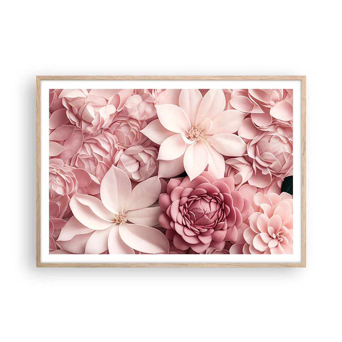 Poster in cornice rovere chiaro - Nei petali di rosa - 100x70 cm