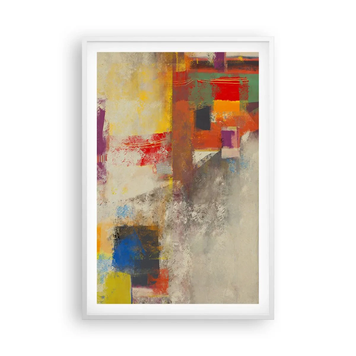 Poster in cornice bianca - Geometria dei colori - 61x91 cm