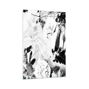Quadro su vetro - Fiori astratti in bianco e nero in stile minimalista - 70x100cm - Autunno in negativo - Decorazione murale moderna per soggiorno e camera da letto ARTTOR