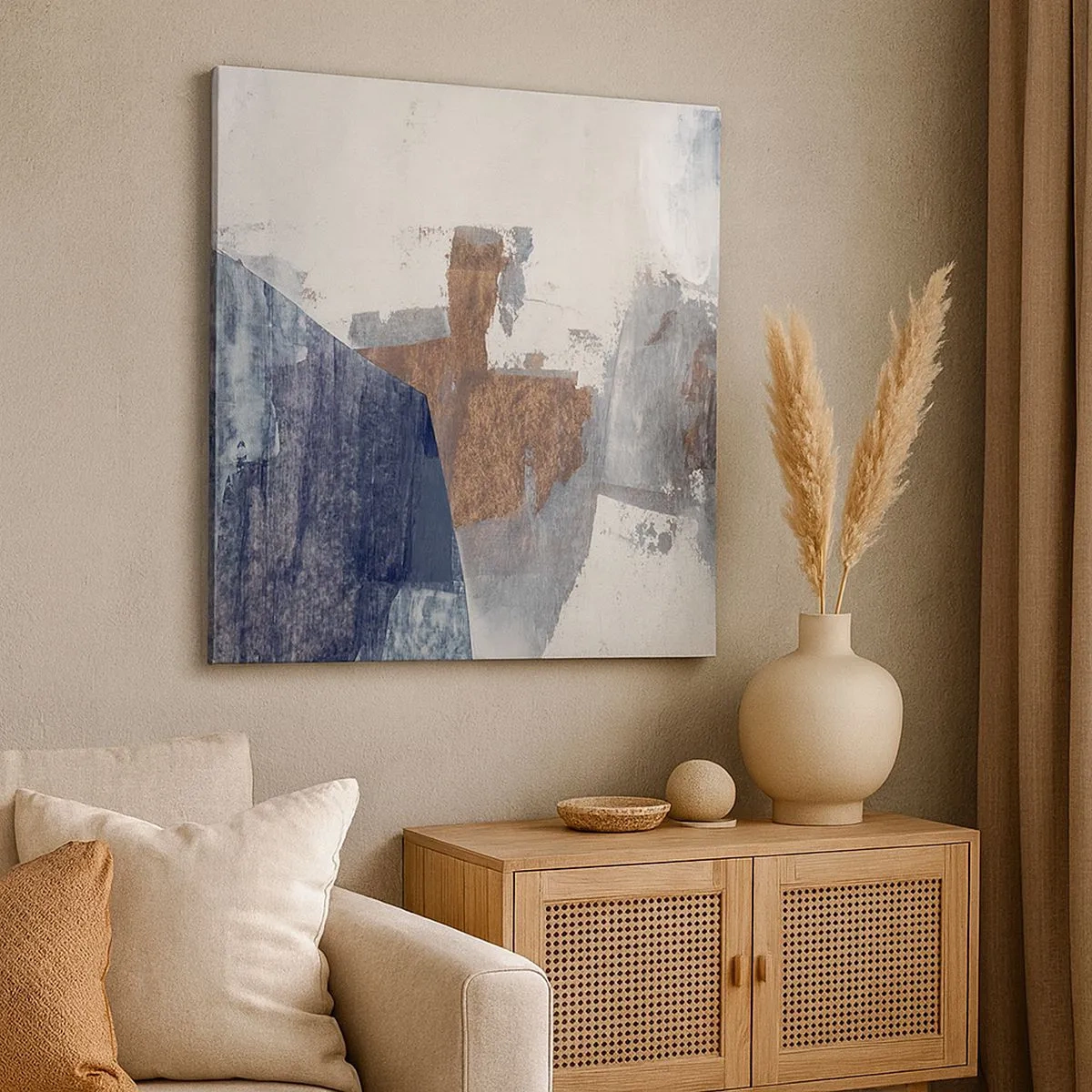 Quadro su tela - Stampe su Tela - Forme blu e marroni - 30x30 cm