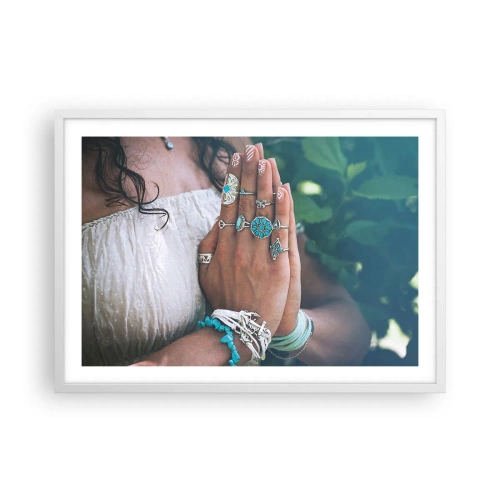 Poster in cornice bianca - Benvenuto al centro dell'essere - 70x50 cm