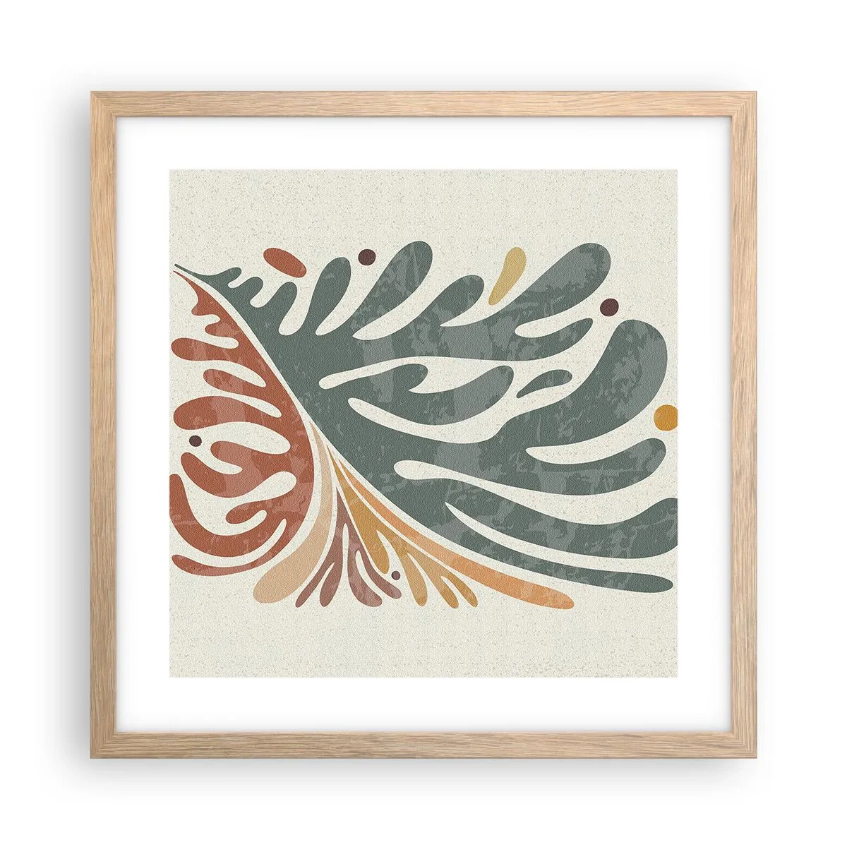 Poster in cornice rovere chiaro - Foglia multicolore - 40x40 cm