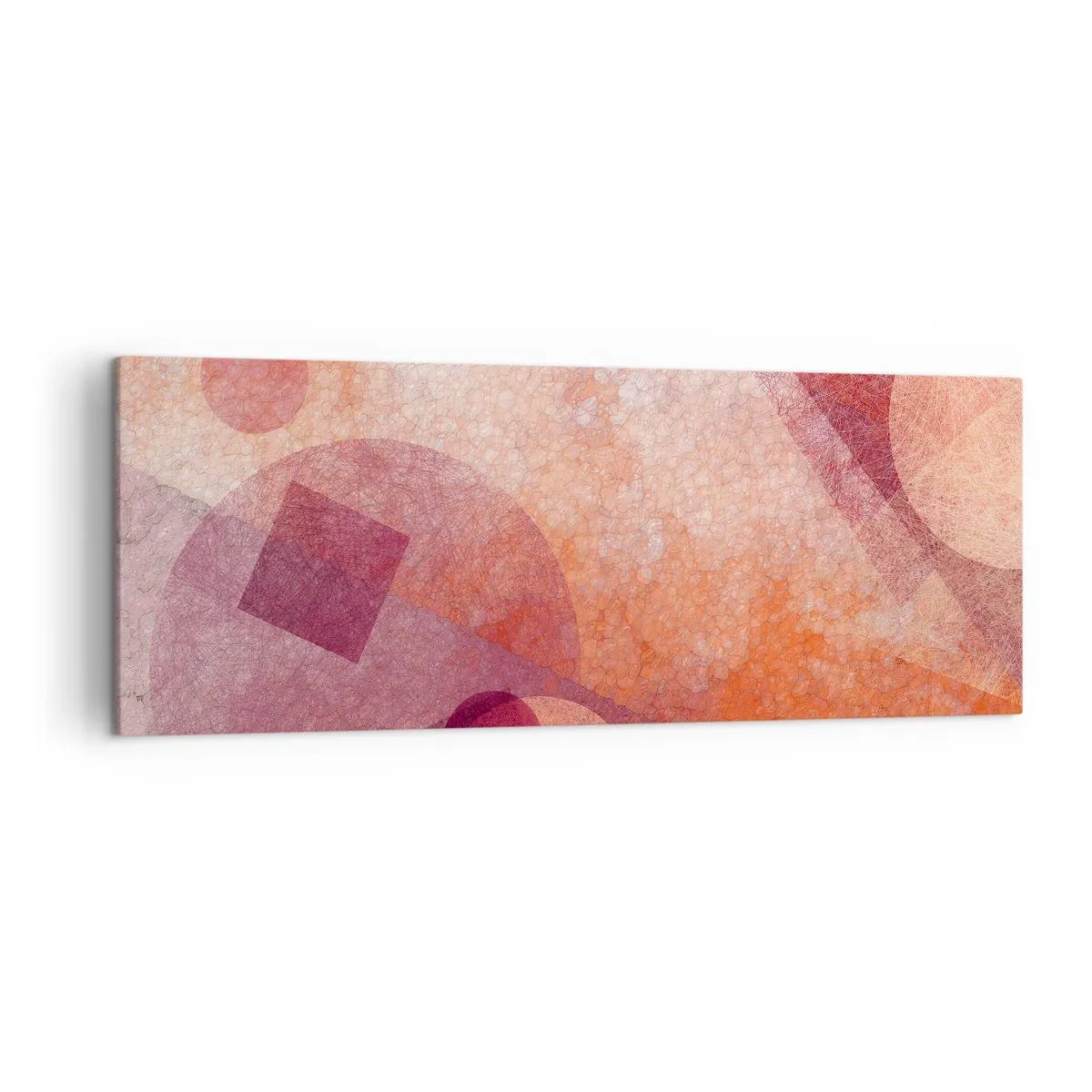 Quadro su tela - Stampe su Tela - Forme geometriche astratte in tonalità pastello di rosa - 140x50cm - Trasformazioni geometriche in rosa - Decorazione murale moderna per soggiorno e camera da letto ARTTOR