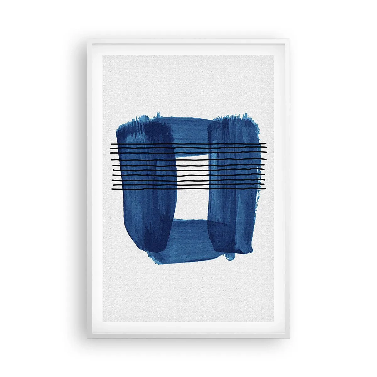 Poster in cornice bianca - Composizione blu e nera - 61x91 cm