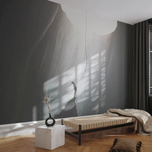 Fotomurali Premium Canvas - Sagoma di un uomo sul pavimento di una grotta con vista sulla luce - 100x70cm - C'è sempre una via d'uscita - Decorazione murale moderna per soggiorno e camera da letto ARTTOR