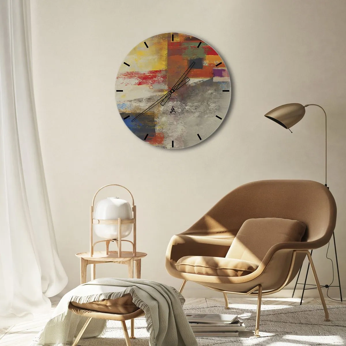 Orologio da parete - Orologio in Vetro - Geometria dei colori - 30x30 cm