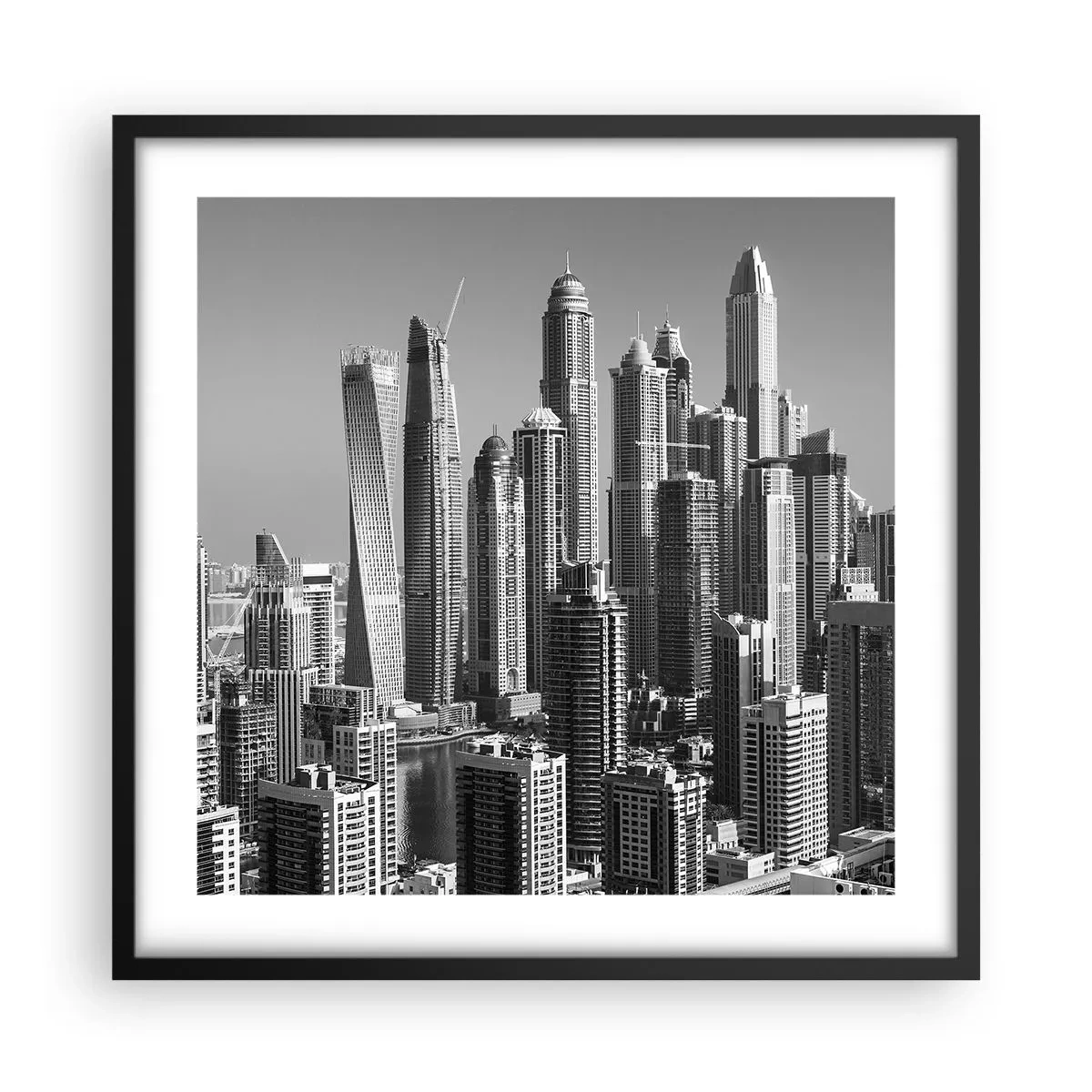 Poster in cornice nera - La città sul deserto - 50x50 cm