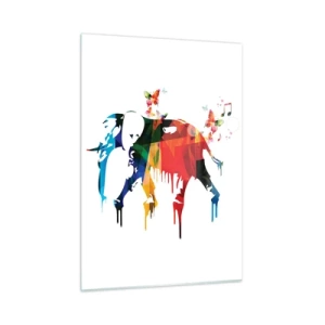 Quadro su vetro - Elefante colorato in stile acquerello moderno - 50x70cm - Ognuno può ballare - Decorazione murale moderna per soggiorno e camera da letto ARTTOR